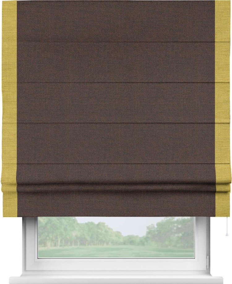 Римская штора «Кортин» с кантом Стрим Дуо, для проема, ткань лён коричневый