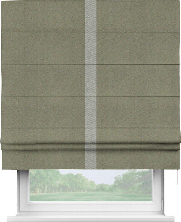 Римская штора «Кортин» с кантом Хайвэй, для проема, ткань блэкаут однотонный серо-коричневый
