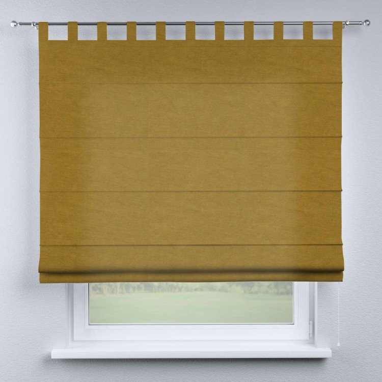 Римская штора на петлях «Кортин», ткань вельвет светло-коричневый